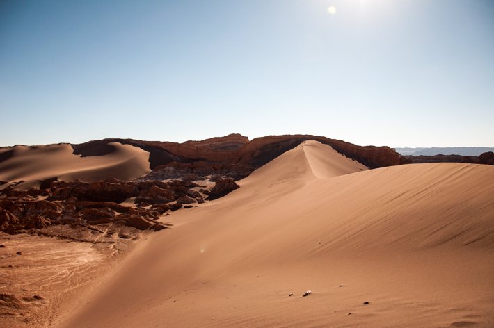 Wind-shaped sand dunes in the Atacama